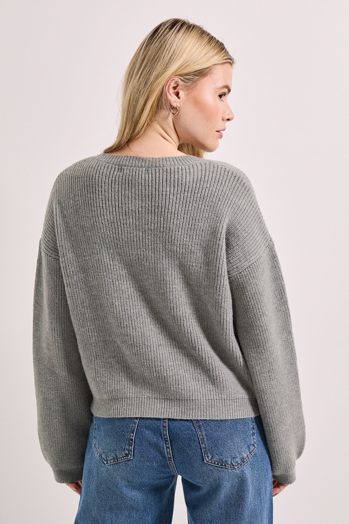 Dorothy Perkins Soft Contrast Button Cardigan Grey Marl image 3