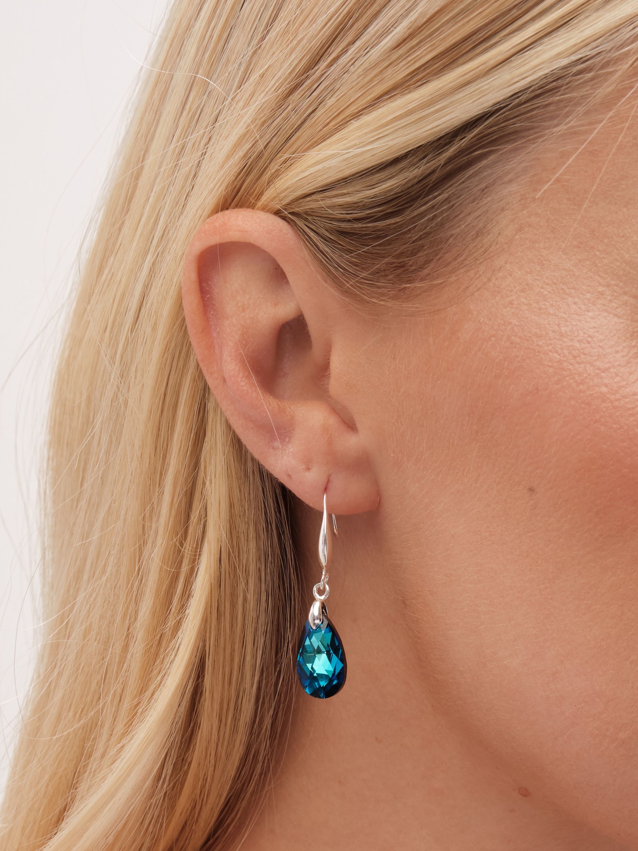 Jon Richard Jon Richard Radiance Collection Silver Plated Blue Fish Hook Drop Earrings image 2