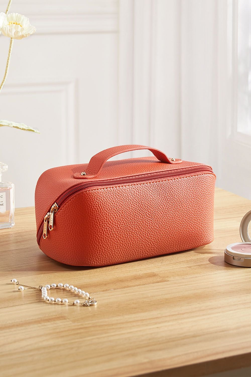 SHEONLY Large Flat Lay Capacity Cosmetic Bag Toiletry Bag Makeup Makeup Storage Wash Bag Travel with Handle and Divider for Women Girls For Home Dormitory image 1