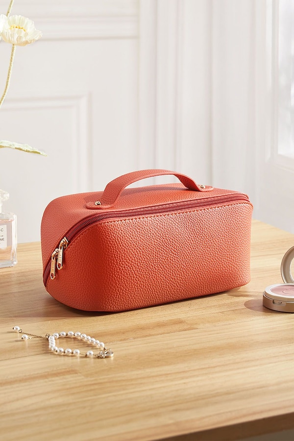 SHEONLY Large Flat Lay Capacity Cosmetic Bag Toiletry Bag Makeup Makeup Storage Wash Bag Travel with Handle and Divider for Women Girls For Home Dormitory