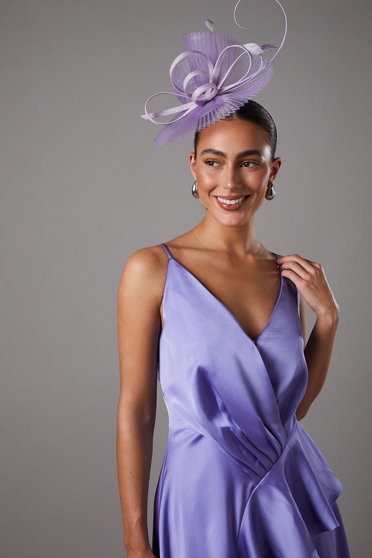 Coast Plunge V Frill Skirt Strappy Midi Dress Purple image 4