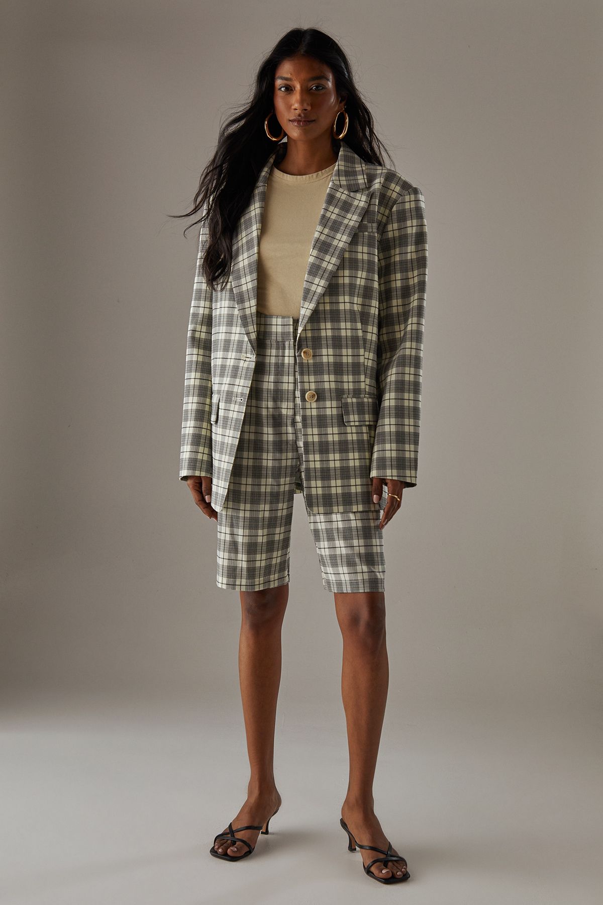 Warehouse Oversized Check blazer Yellow image 2