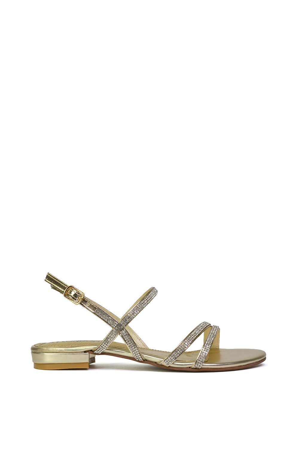 XY London 'Orla' Strappy Summer Flat Diamante Sandals Flats image 1