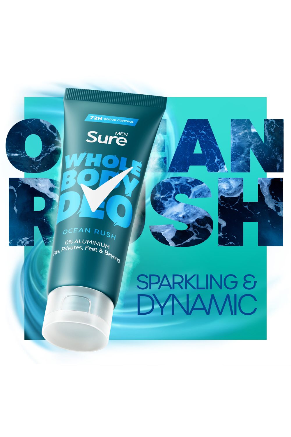 Sure Whole Body 'Deodorant Cream' Ocean Rush w/ 72H Odour Control 75ml, 3pk image 3