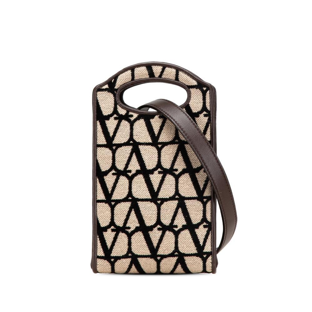 Valentino Preloved Monogram Shoulder Bag Wo - Brown Satchel image 1