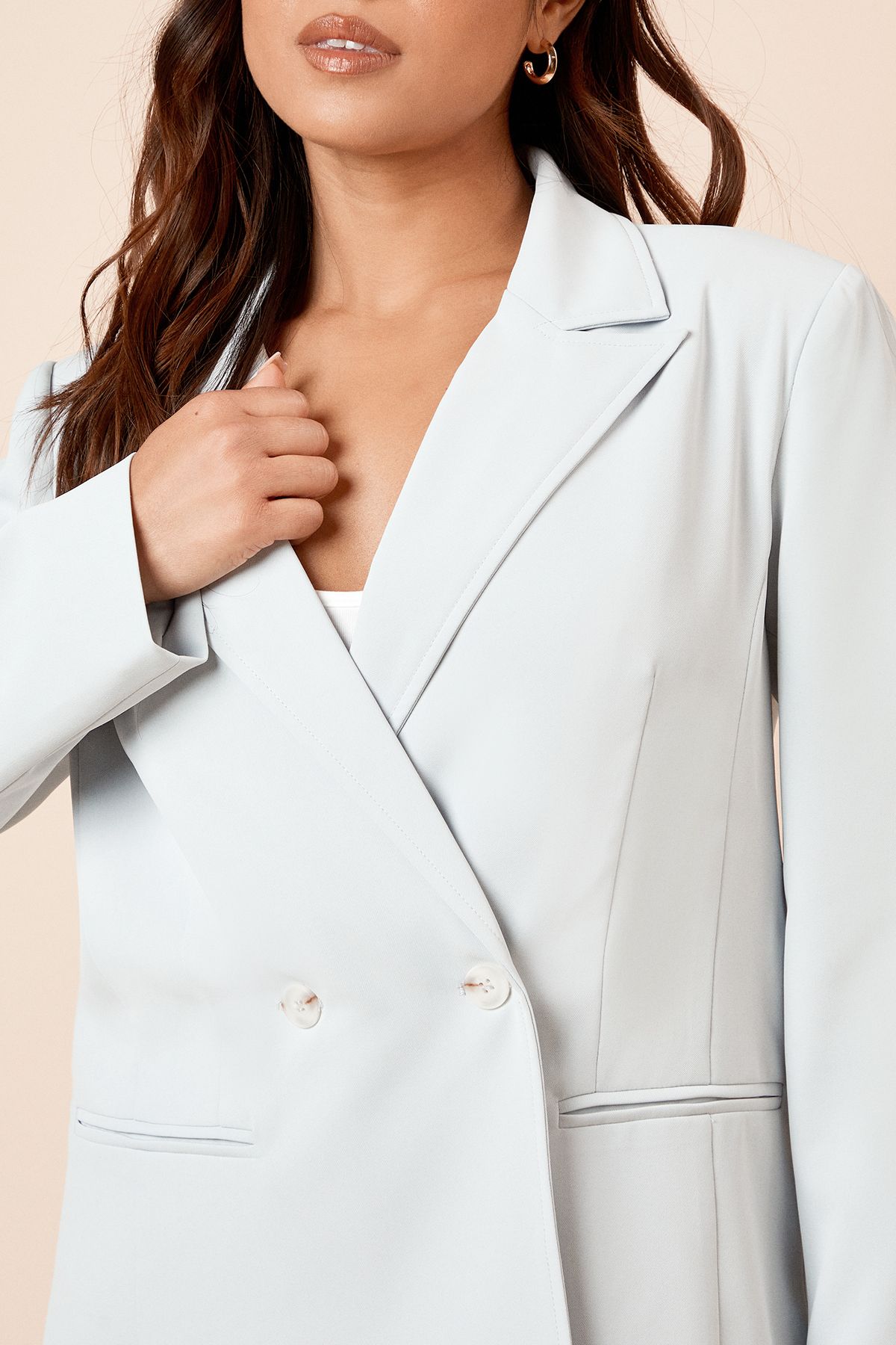 Dorothy Perkins Petite Tailored Seam Front Detail Blazer Light Blue image 5