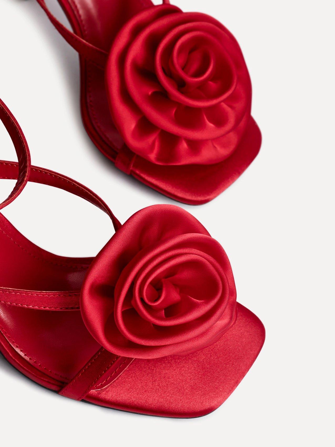 Linzi Valentine Red Satin Stiletto Heeled Sandals image 5