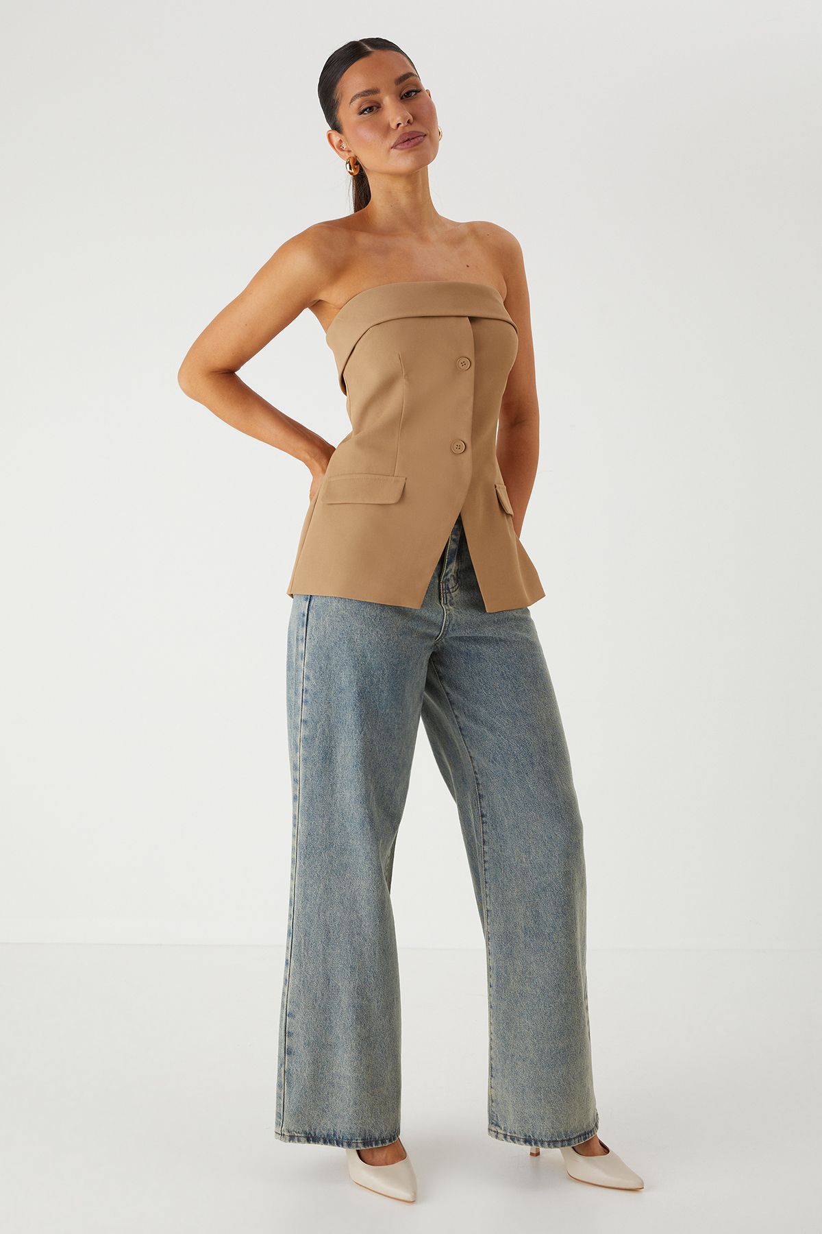 MissPap Tailored Bandeau Top Stone image 2