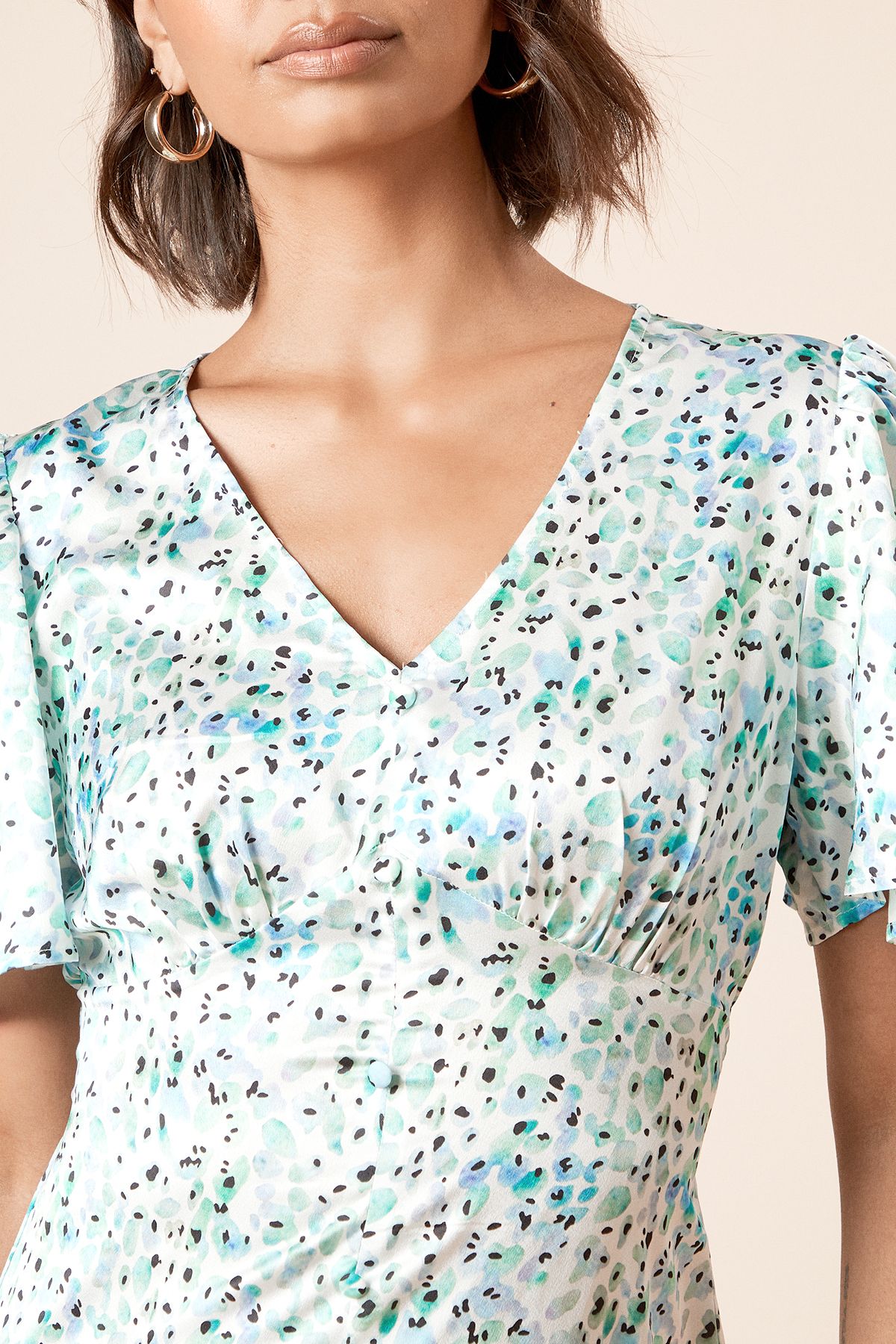 Dorothy Perkins V Neck Angel Sleeve Midi Dress Blue image 5