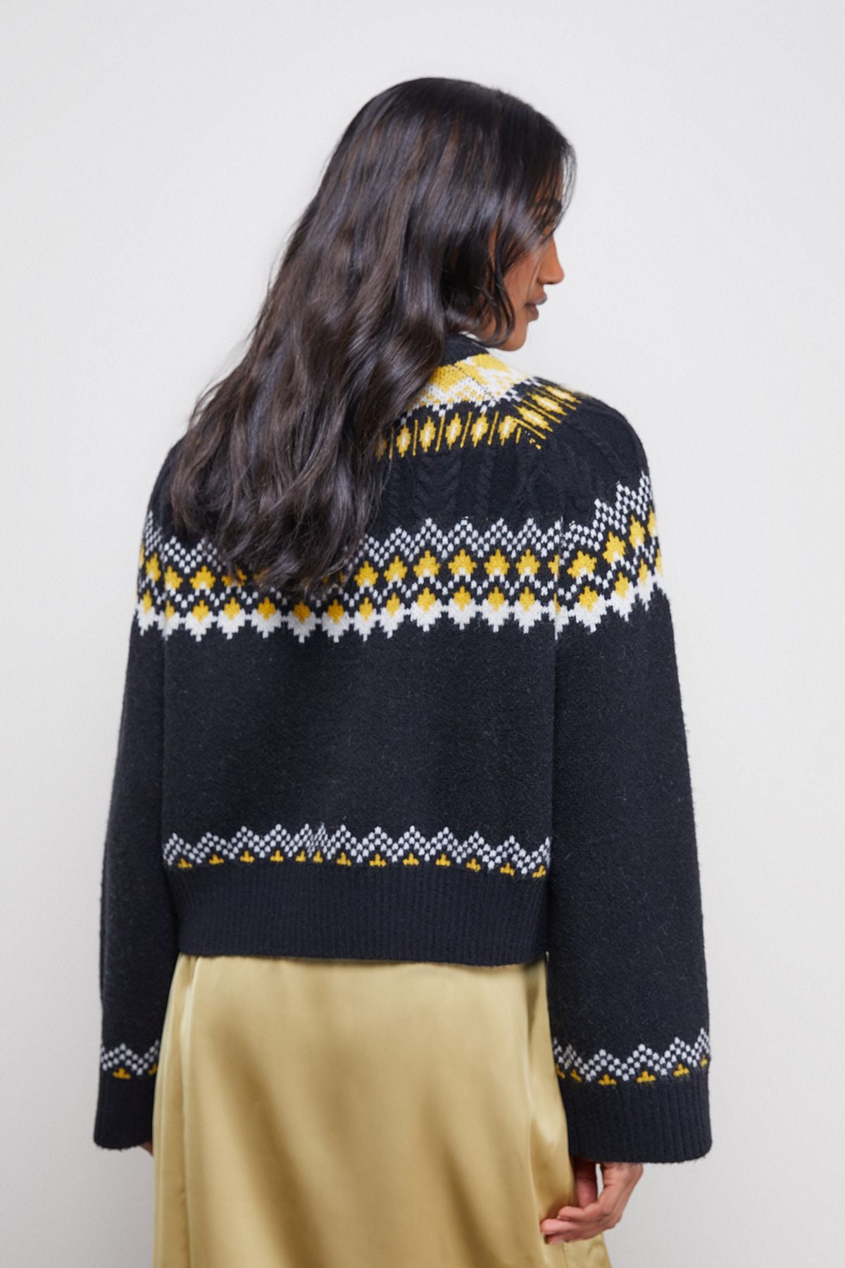 Warehouse Oversized Fairisle Jumper Black image 3