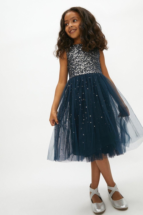 Coast Girls Ombre Sequin Dress Navy