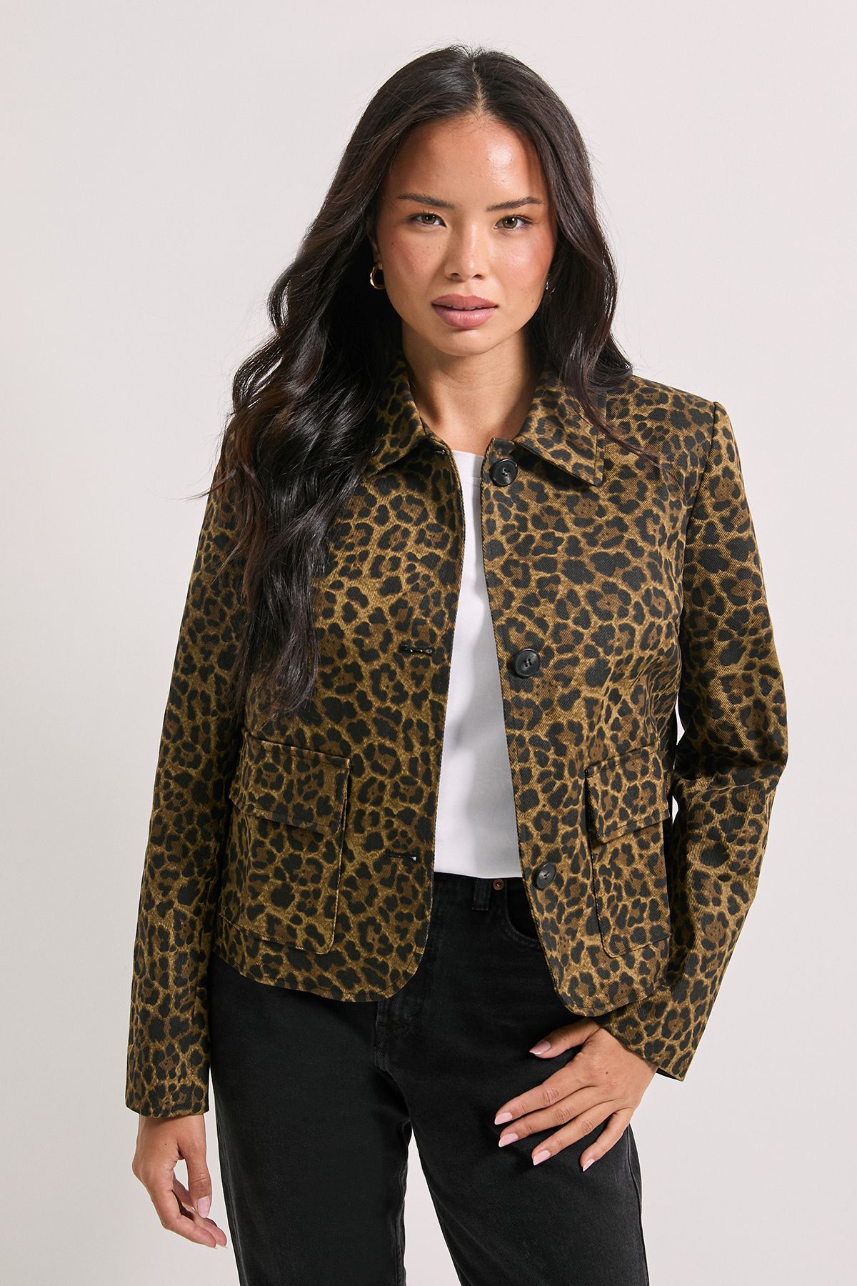 Dorothy Perkins Animal Print Pocket Detail Jacket Animal