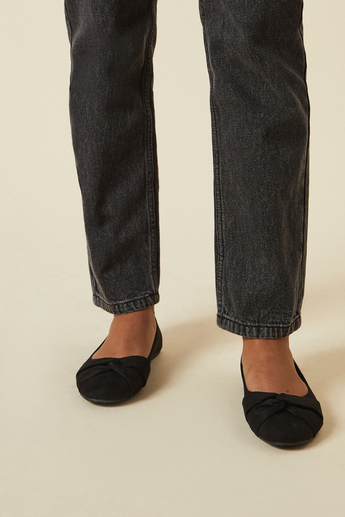 Dorothy Perkins Esme Wide Fit Twist Front Ballerinas Natural Black image 1