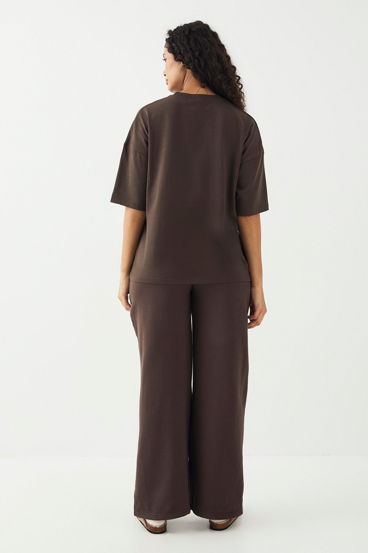 DSGN Studio DSGN Studio Deep Waistband Wide Leg Jogger Espresso image 2
