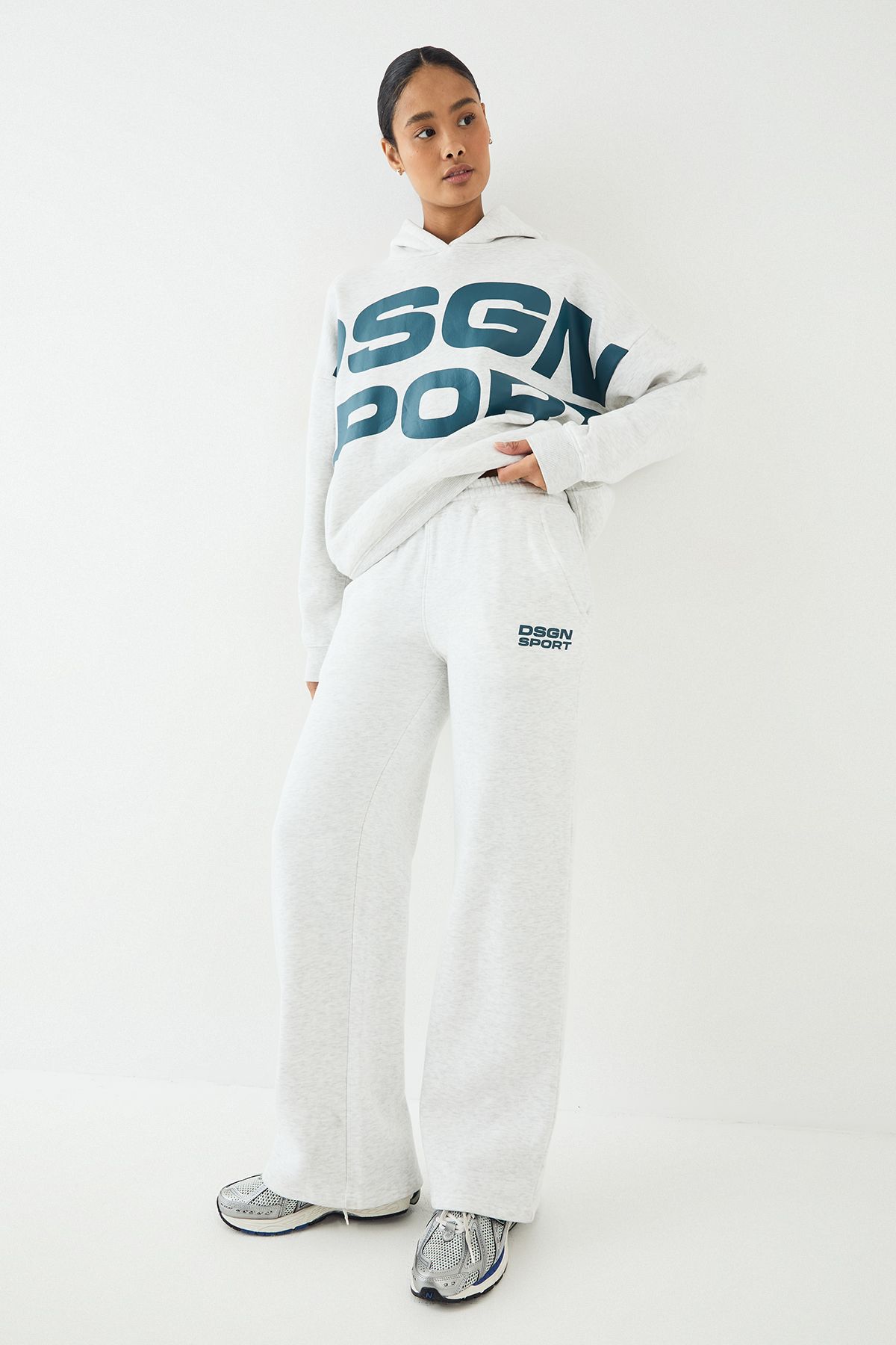 DSGN Studio DSGN Studio Sport Oversized Hooded Tracksuit Ash Grey image 3