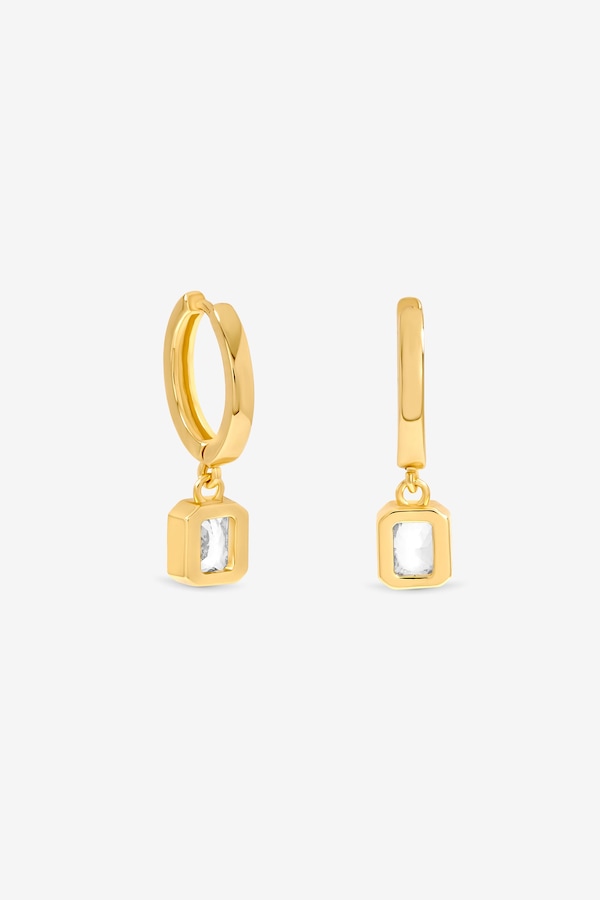 Jon Richard 18K Gold Plate And Crystal Huggie Drop Earring