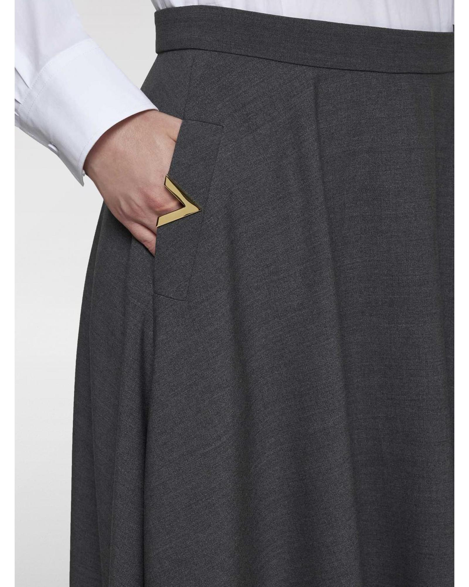 Valentino ALine Wool Midi Skirt Wo - Grey image 4