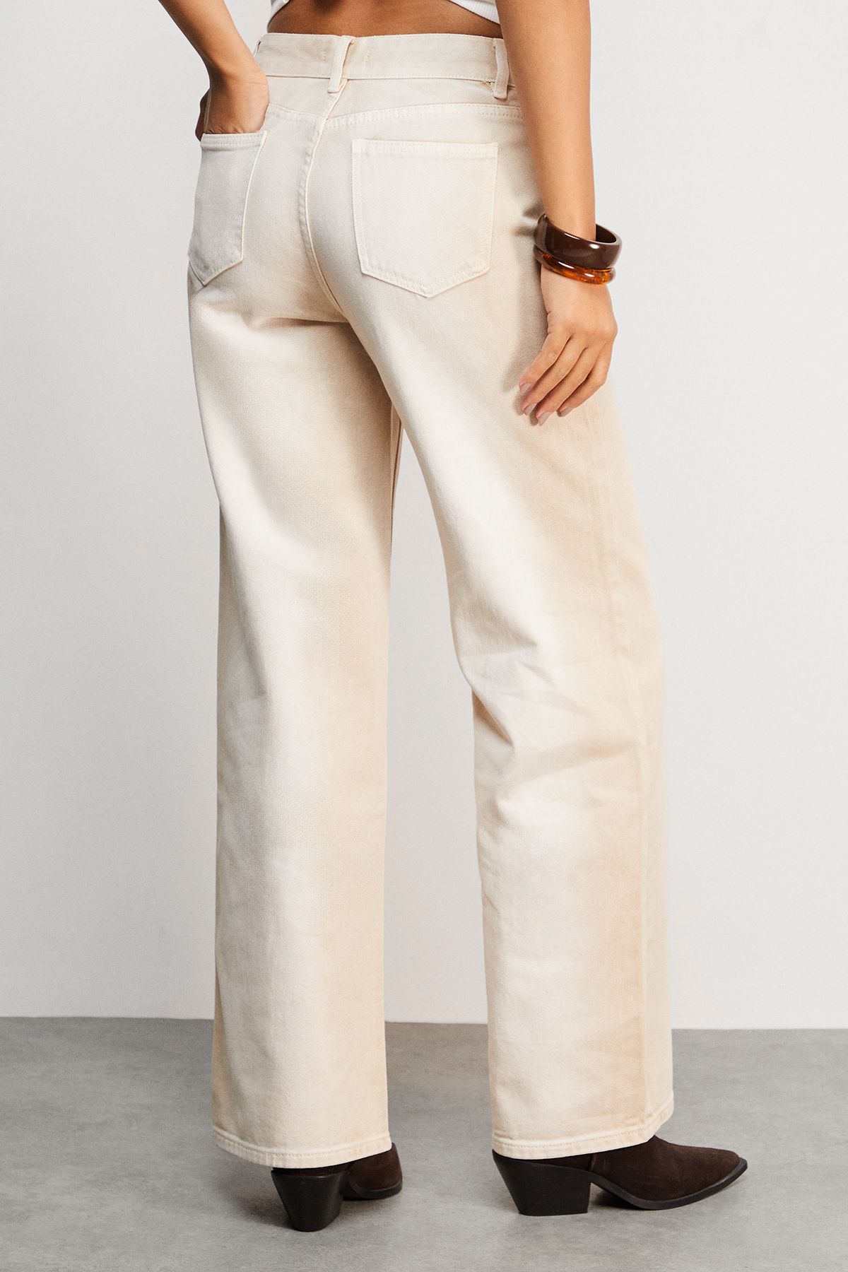 Warehouse Ombre Denim Ecru Dad Jean Ecru image 3