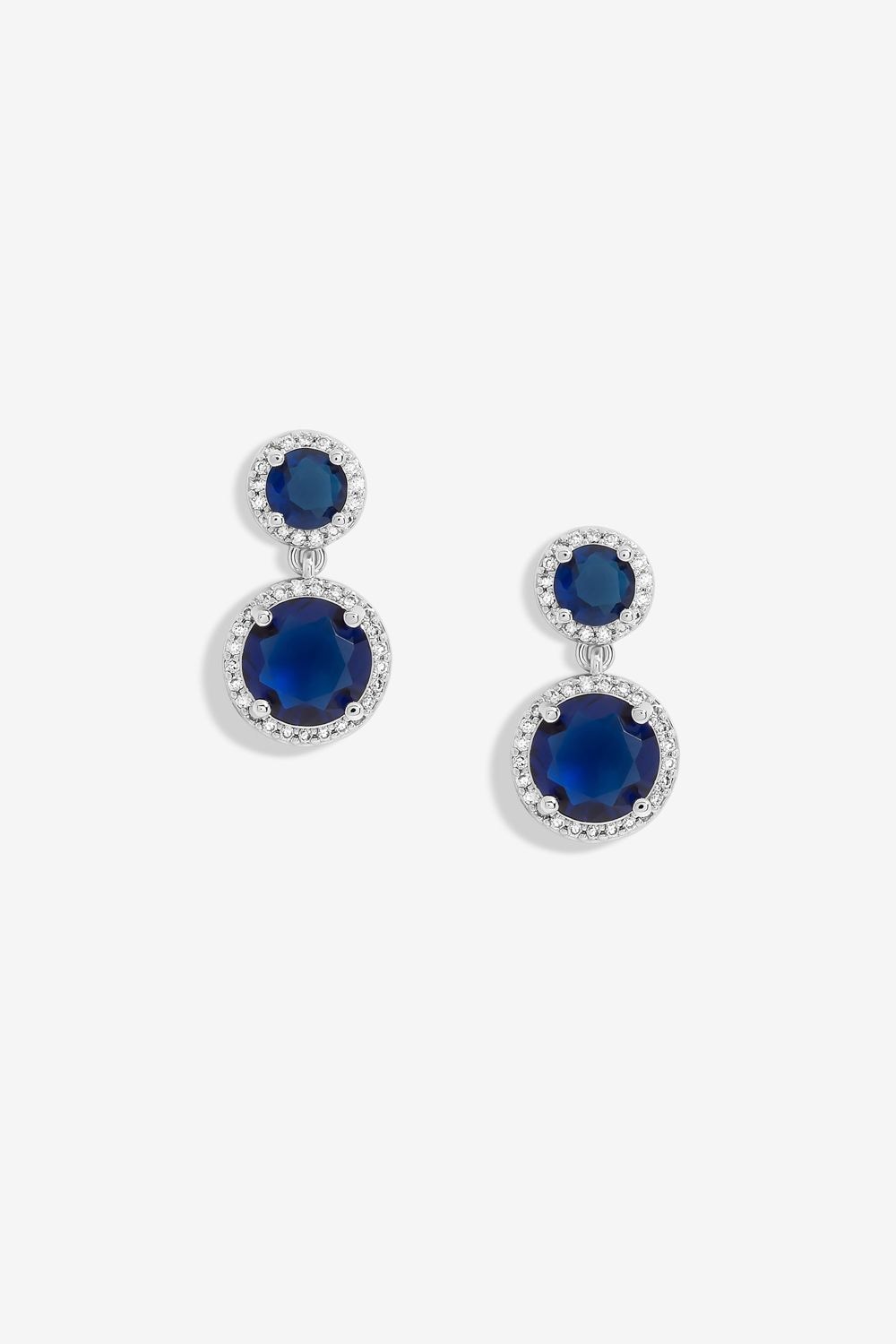 Jon Richard Rhodium Plated And Sapphire Double Halo Earrings image 2