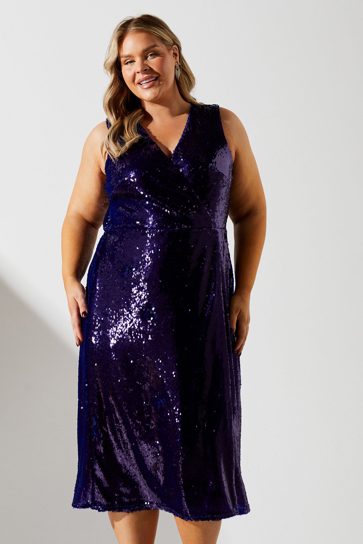 Coast Plus Sequin Pleated Midi Dress Navy image 2