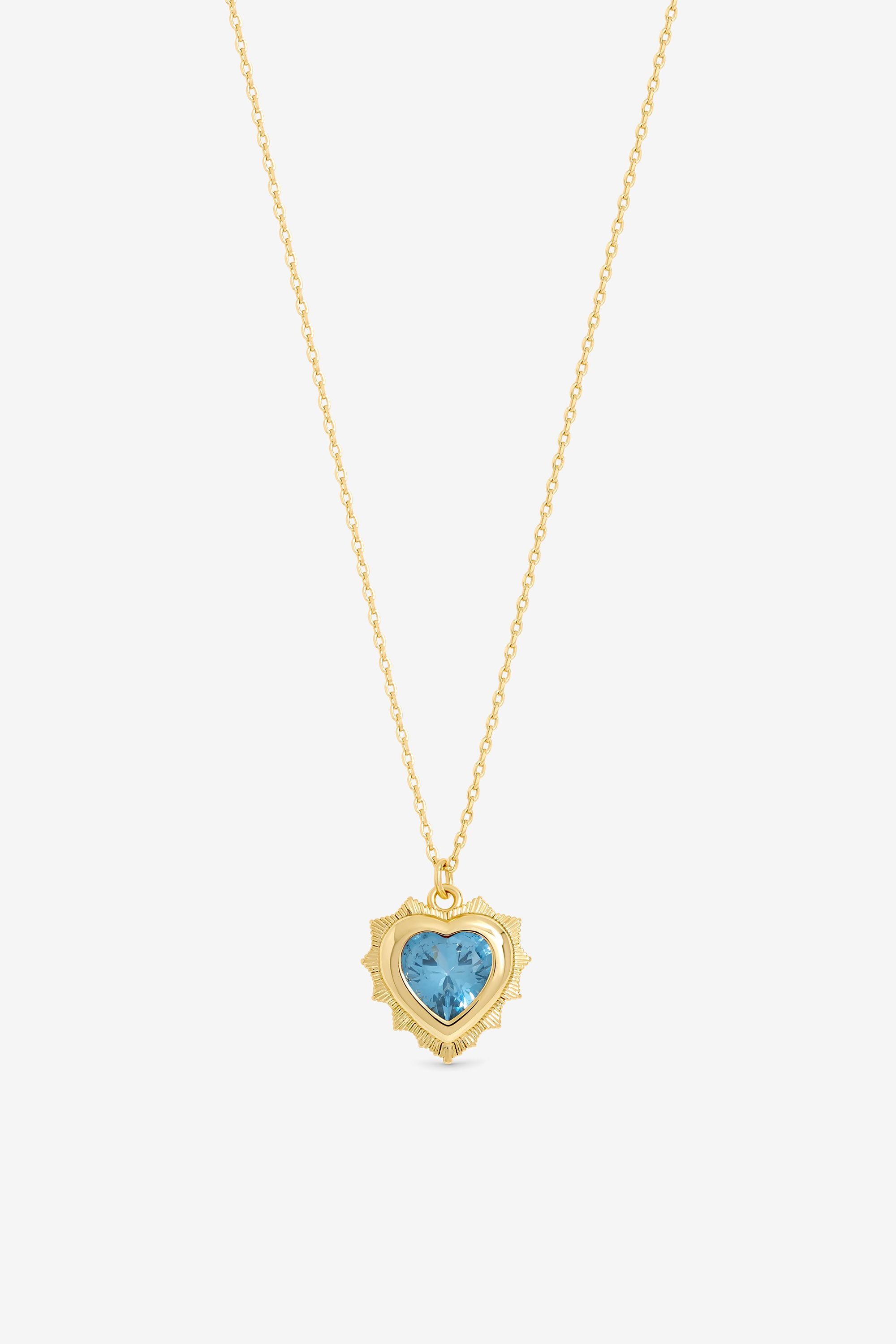 Jon Richard 14Ct Real Gold Plated Heart Birthstone Pendant - March - Gift Boxed image 2