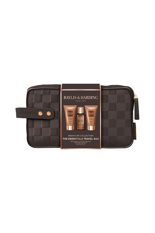 Baylis & Harding Black Pepper & Ginseng Men's The Essentials Travel Wash Bag Gift Set Multi