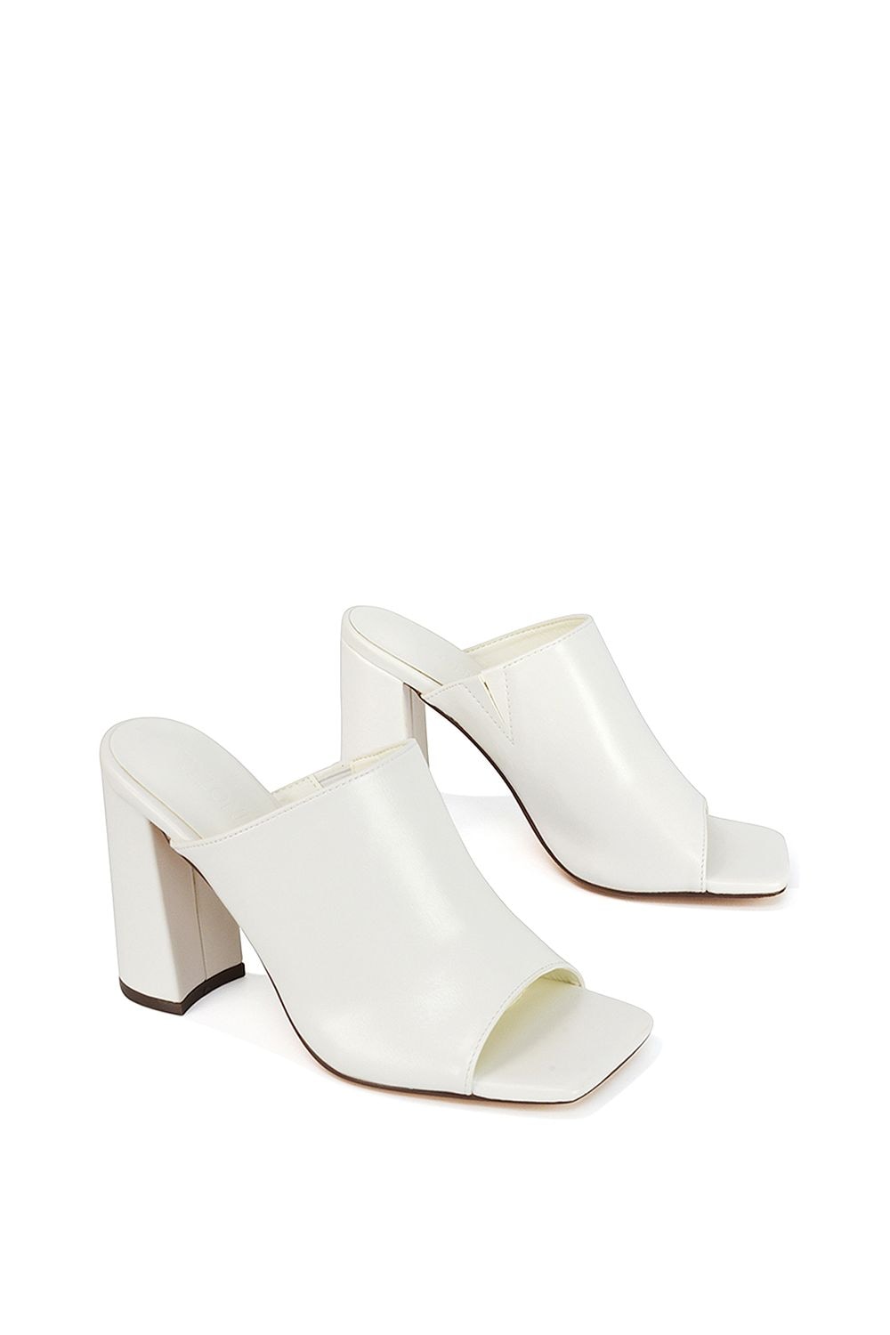 XY London 'Sunday' Square Toe Block High Heel Mule Peep Toe Sandals image 5