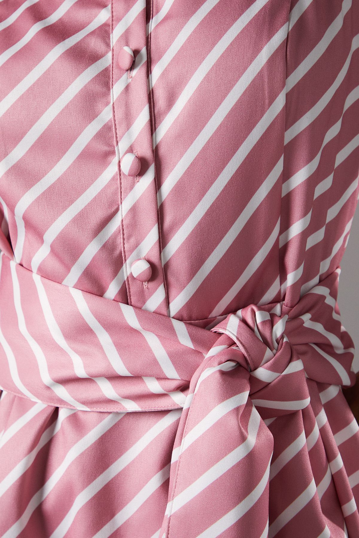 Coast Lisa Tan Diagonal Stripe Belted Midi Dress Pink image 5