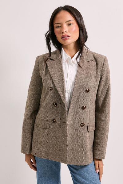 Dorothy Perkins Open Collar Double Breasted Blazer Grey