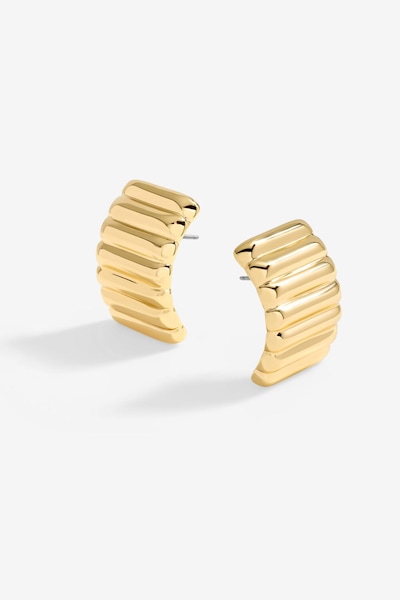 Jon Richard Gold Plated Flat Ridge Statement Earrings