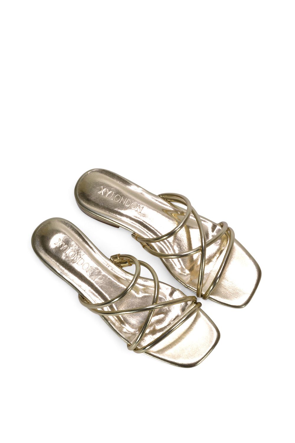 XY London 'Suzzie' Strappy Flat Slip On Square Toe Slider Mule Sandals image 5