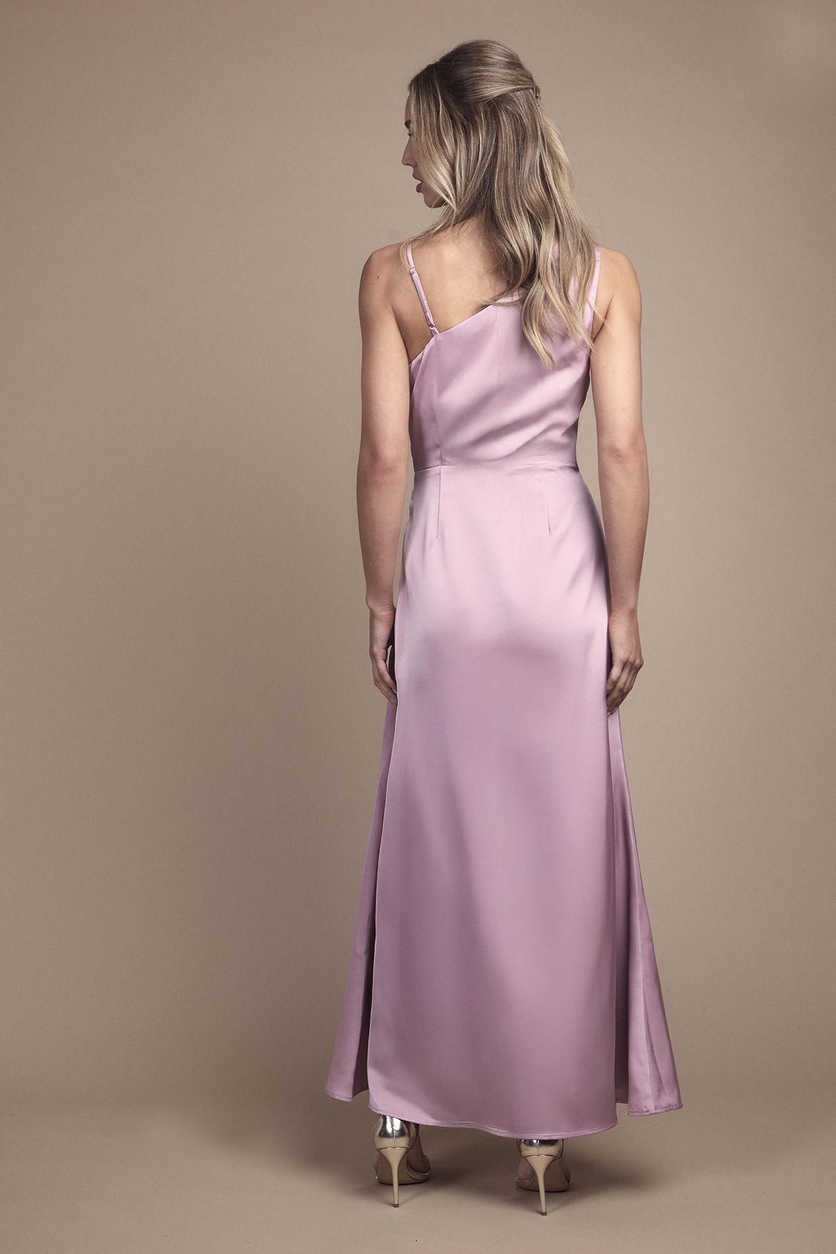 Oasis Strappy Cowl Neck Maxi Bridesmaid Dress Blush image 4