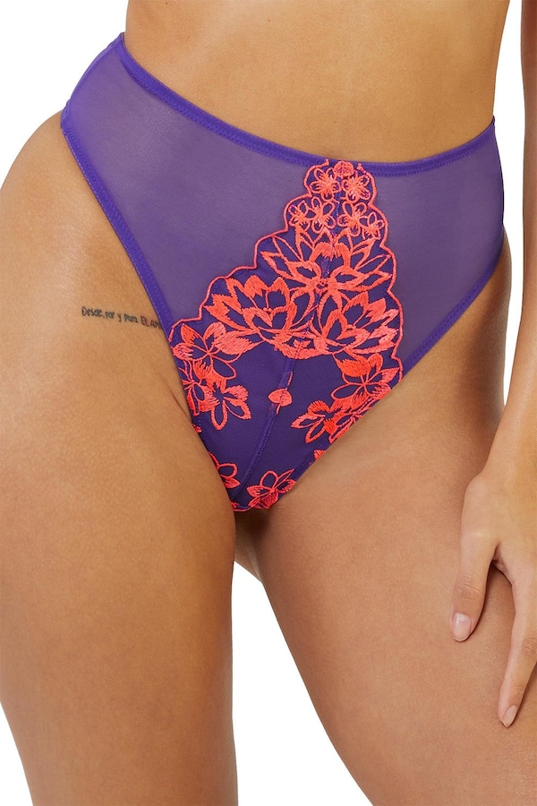 Playful Promises Ada Blossom PUrple & Neon 'High Waist Thong'