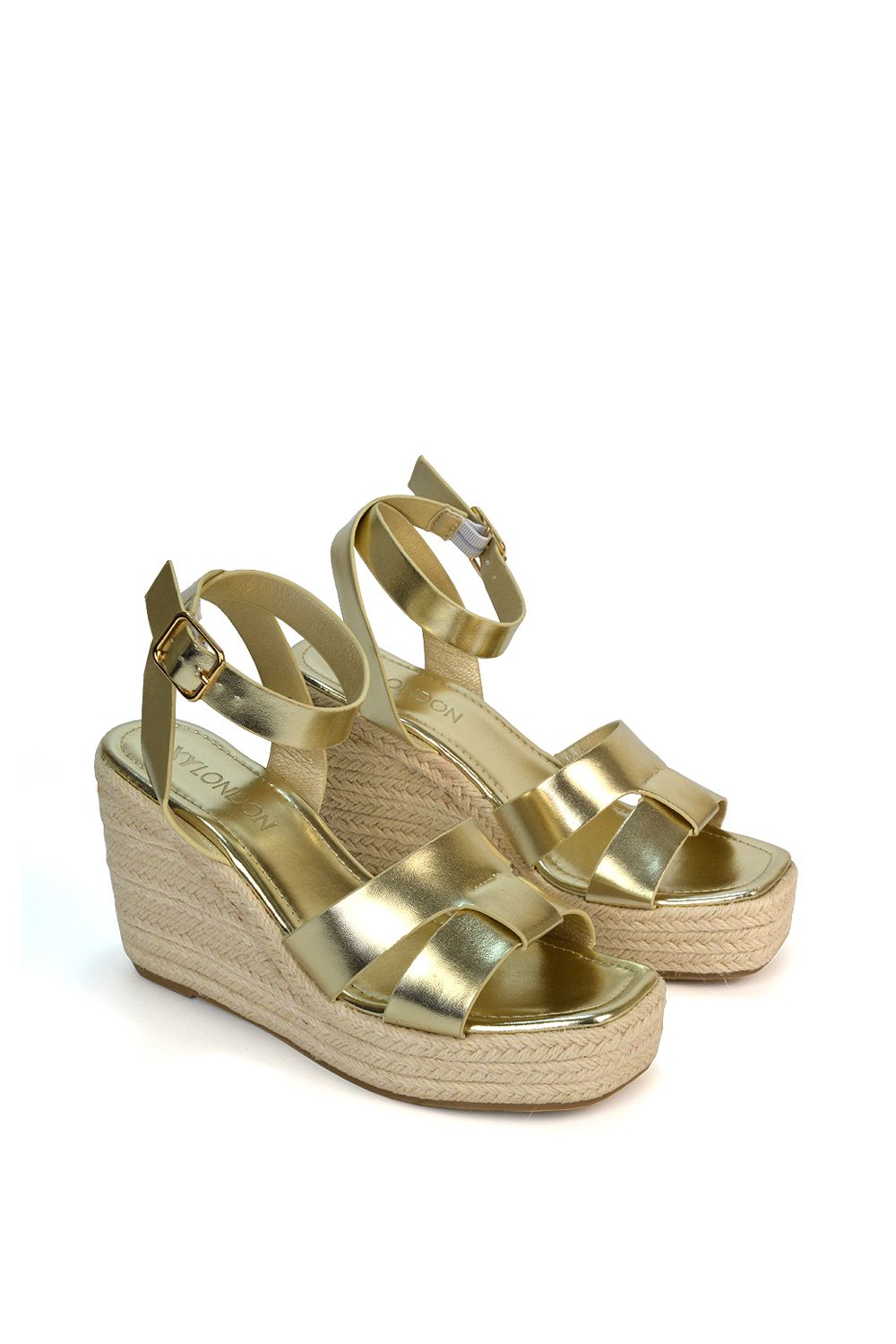 XY London 'Kala' Espadrille Strappy Platform Wedge Heel Sandals With Ankle Strap image 4