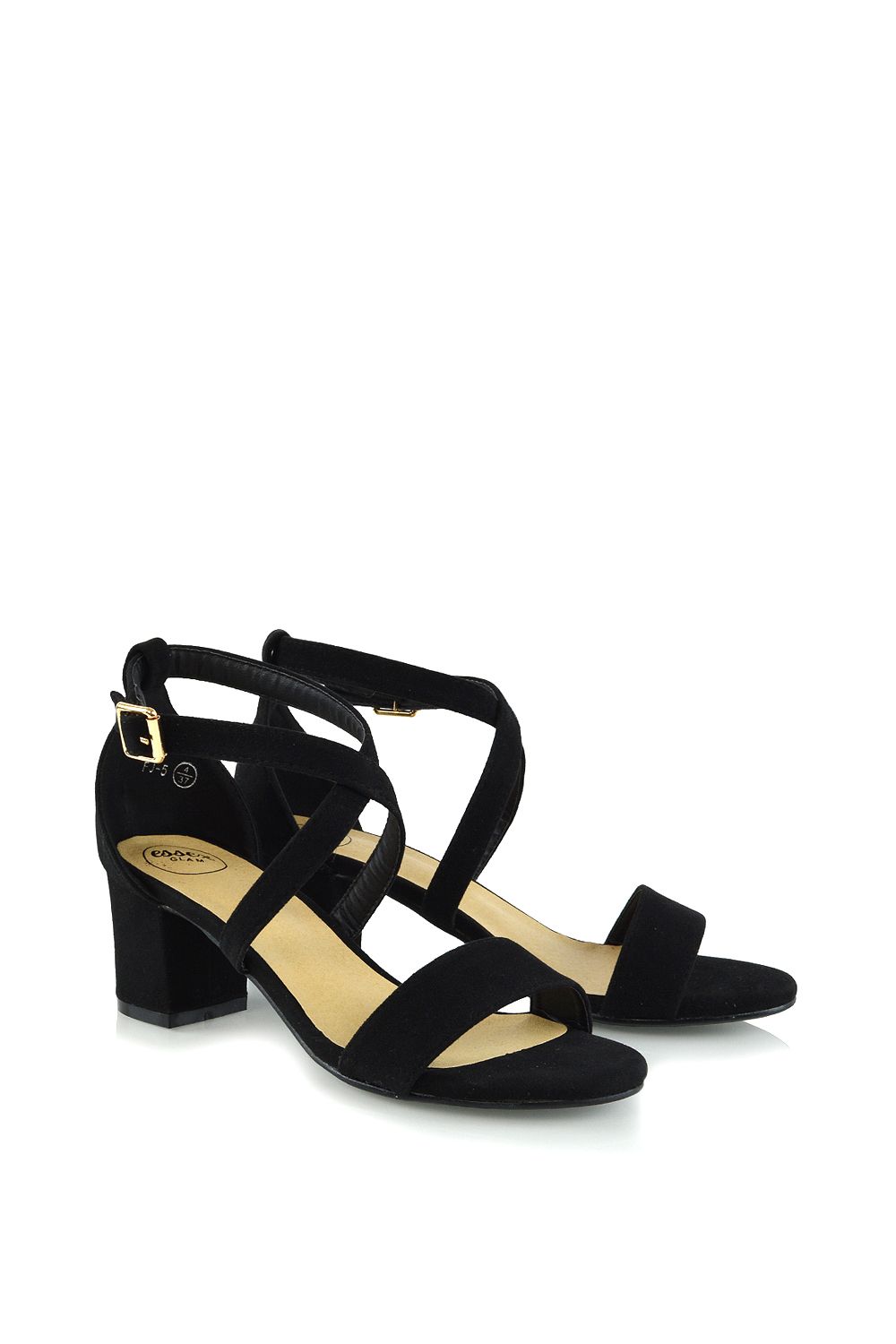 XY London 'Jordyn' Cross Over Buckle Strap Chunky Low Block Heels image 4
