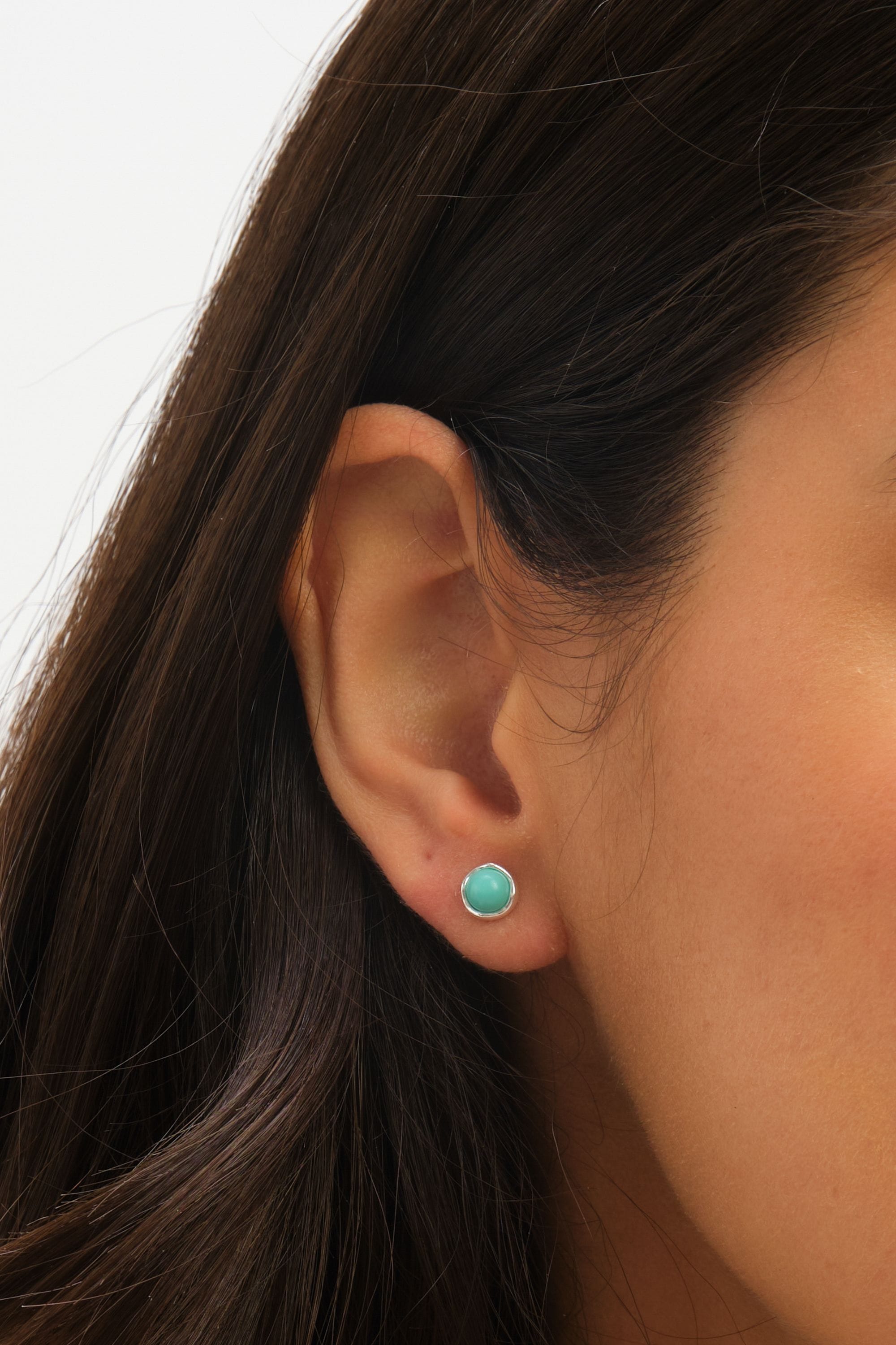 Simply Silver Sterling Silver 925 Polished Turquoise Studs image 2