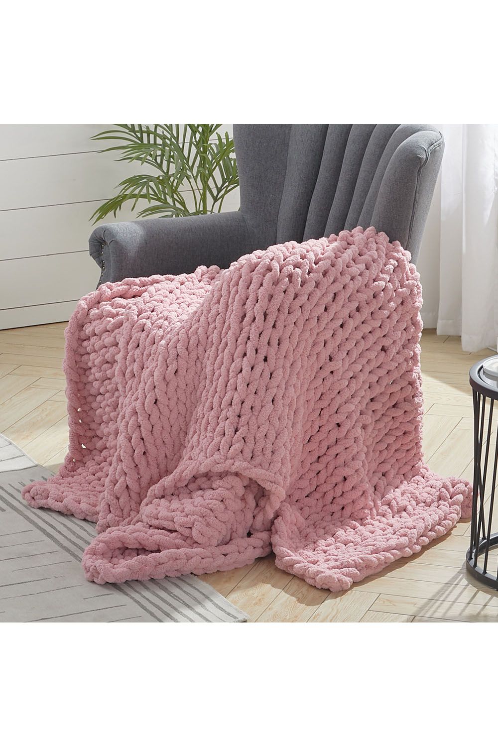 Living and Home Chunky Knit Throw Blanket 100x150cm image 1