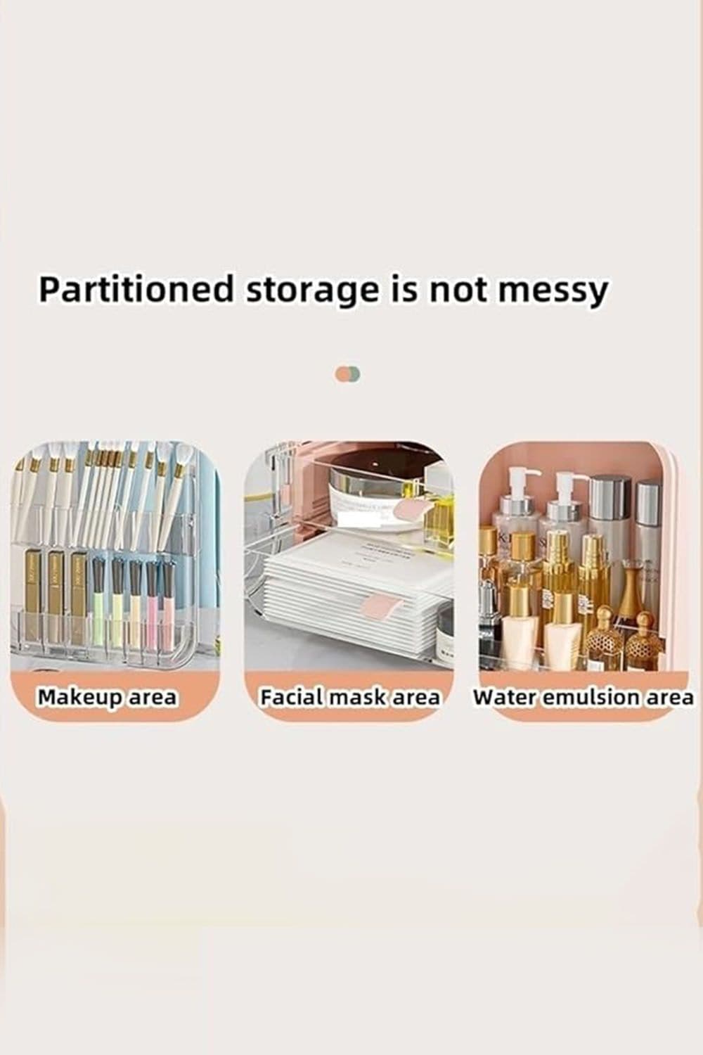 Living and Home Cosmetic Organizer Skincare Display Box Makeup Storage Case with Mirror image 5