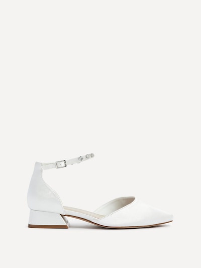 Linzi Everlasting Wide Fit Ivory Satin Low Block Court Heel