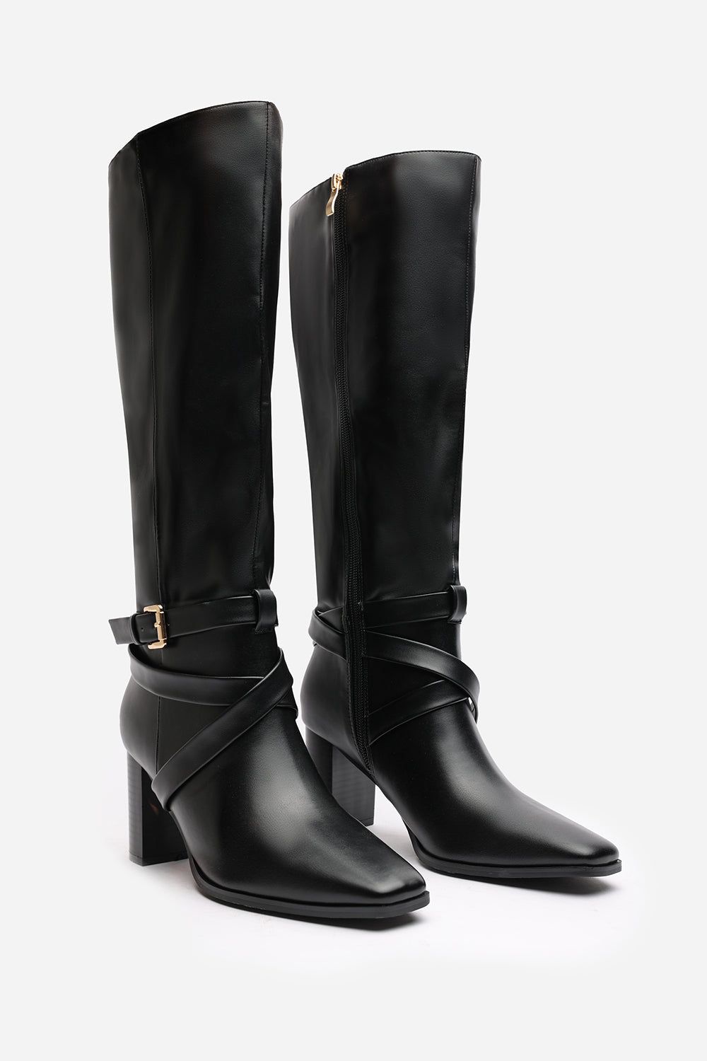 Where's That From 'Tamsin' Knee High Boots With Wrap Buckle Strap image 4