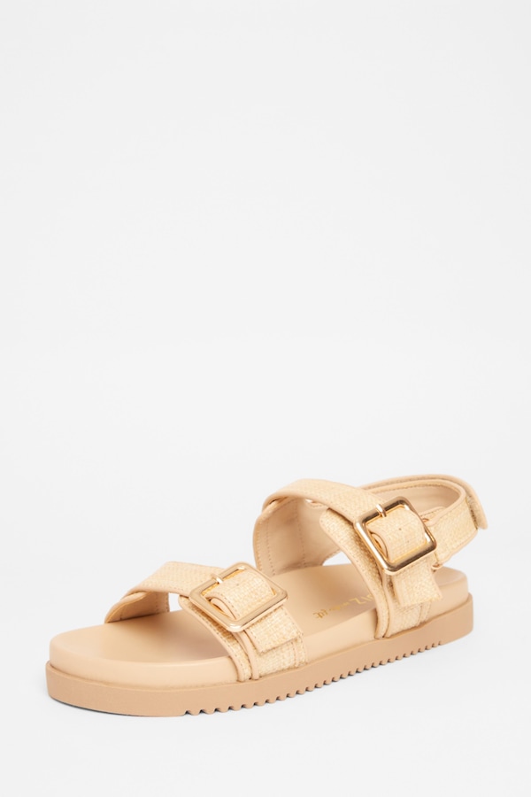 Quiz Nude Wide Fit Double Strap Sandals