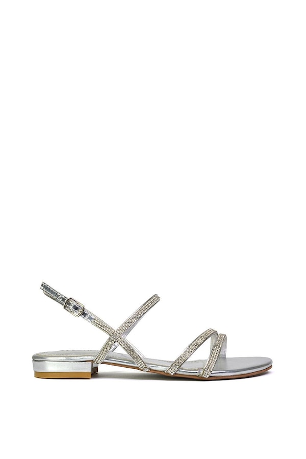 XY London 'Orla' Strappy Summer Flat Diamante Sandals Flats