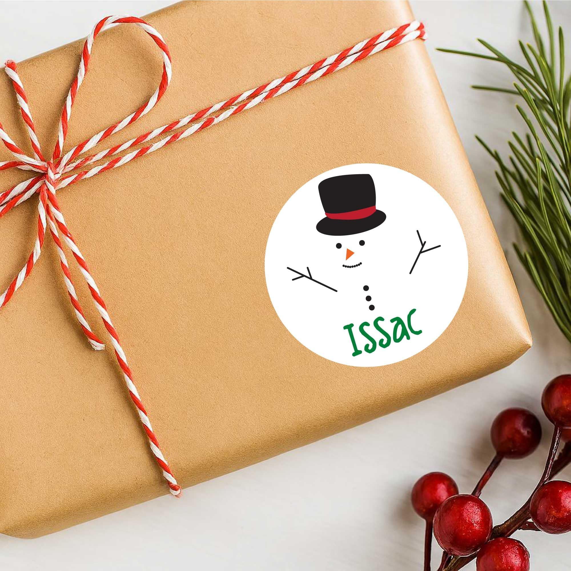 60 SECOND MAKEOVER 25 x Personalised Christmas Labels Snowman image 1