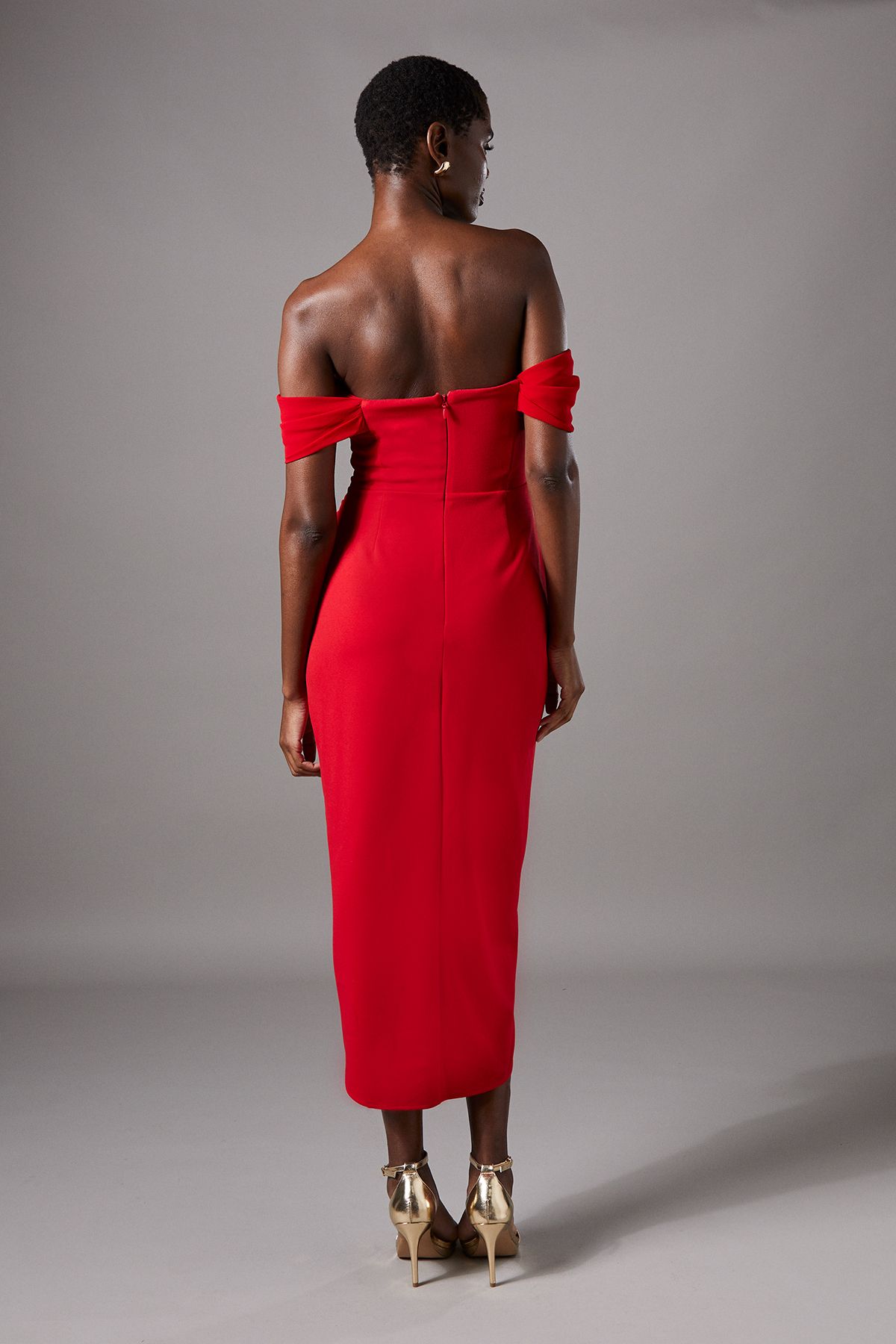 Coast Bardot Scuba Bodycon Midi Dress Red image 3