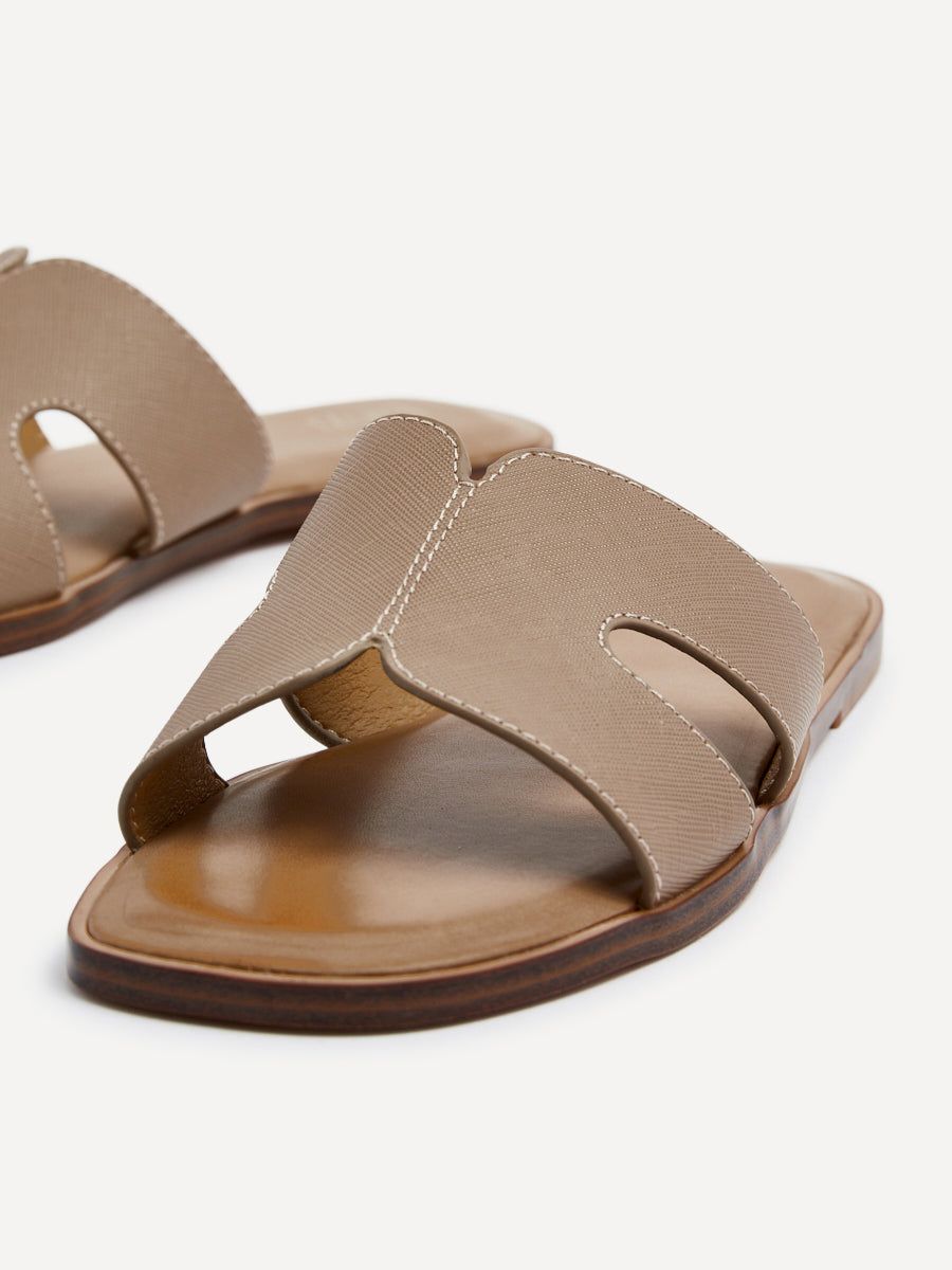 Linzi Petra Taupe Faux Leather Link Design Flat Sandal image 4
