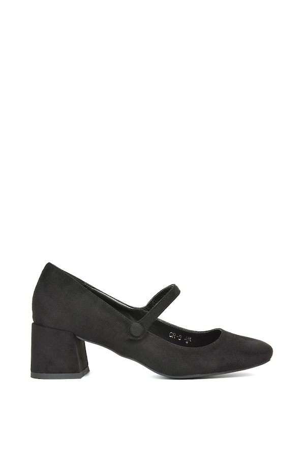 XY London 'Leneka' Low Block Heel Slip On Court Shoes With Front Strap