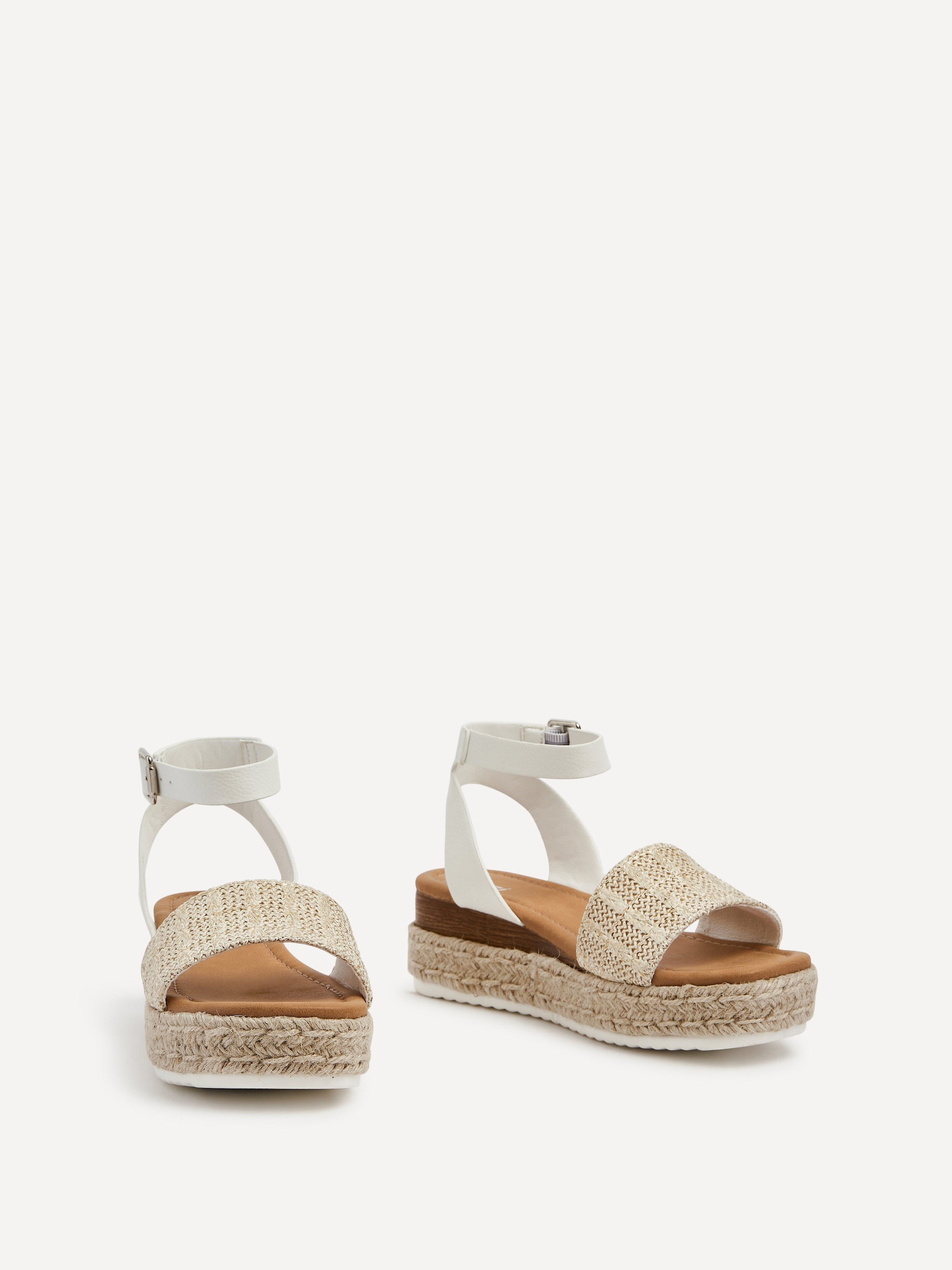 Linzi Anya White & Gold Raffia Flatform Sandal image 3