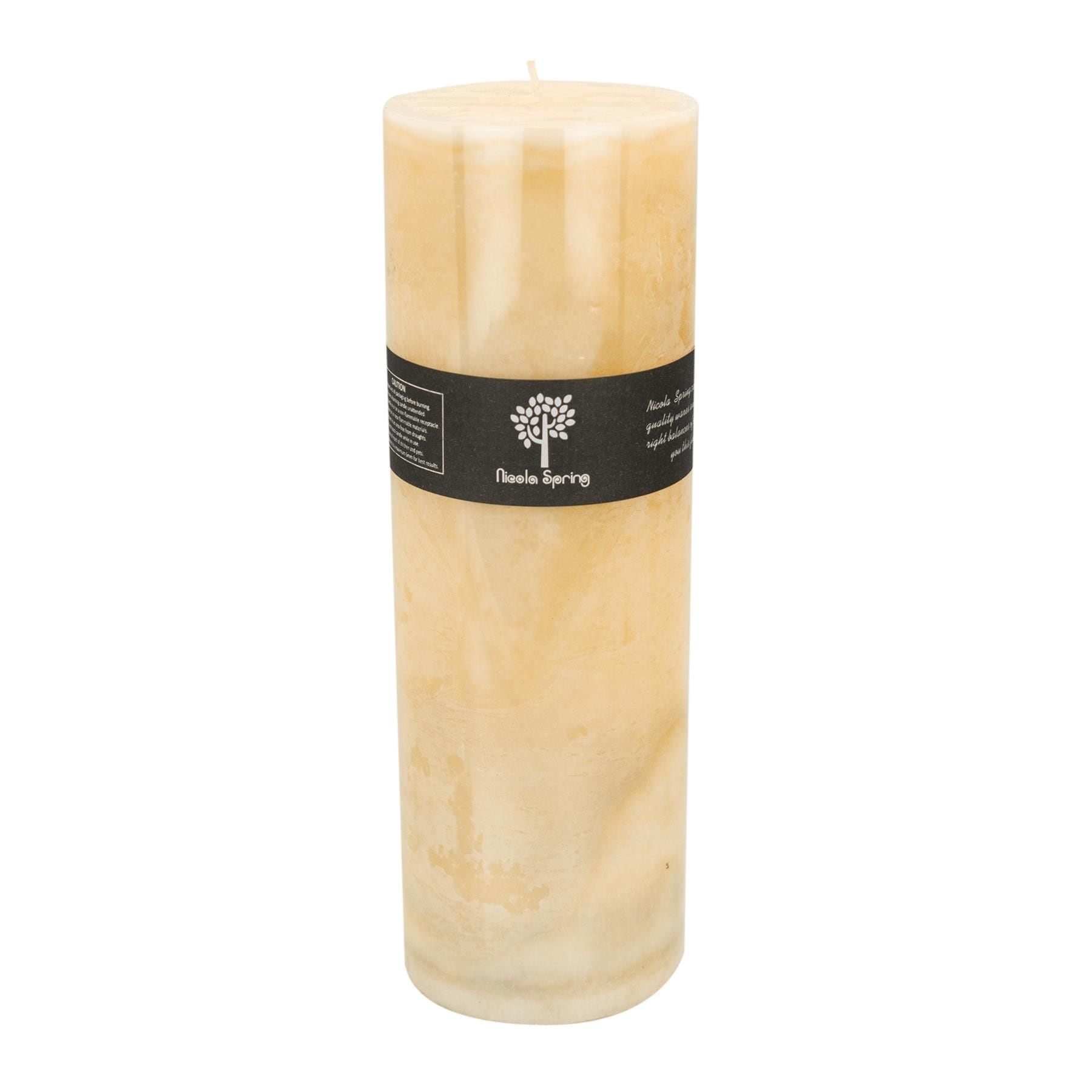 Nicola Spring Round Vanilla Pillar Candle - 215 Hours - Cream image 1