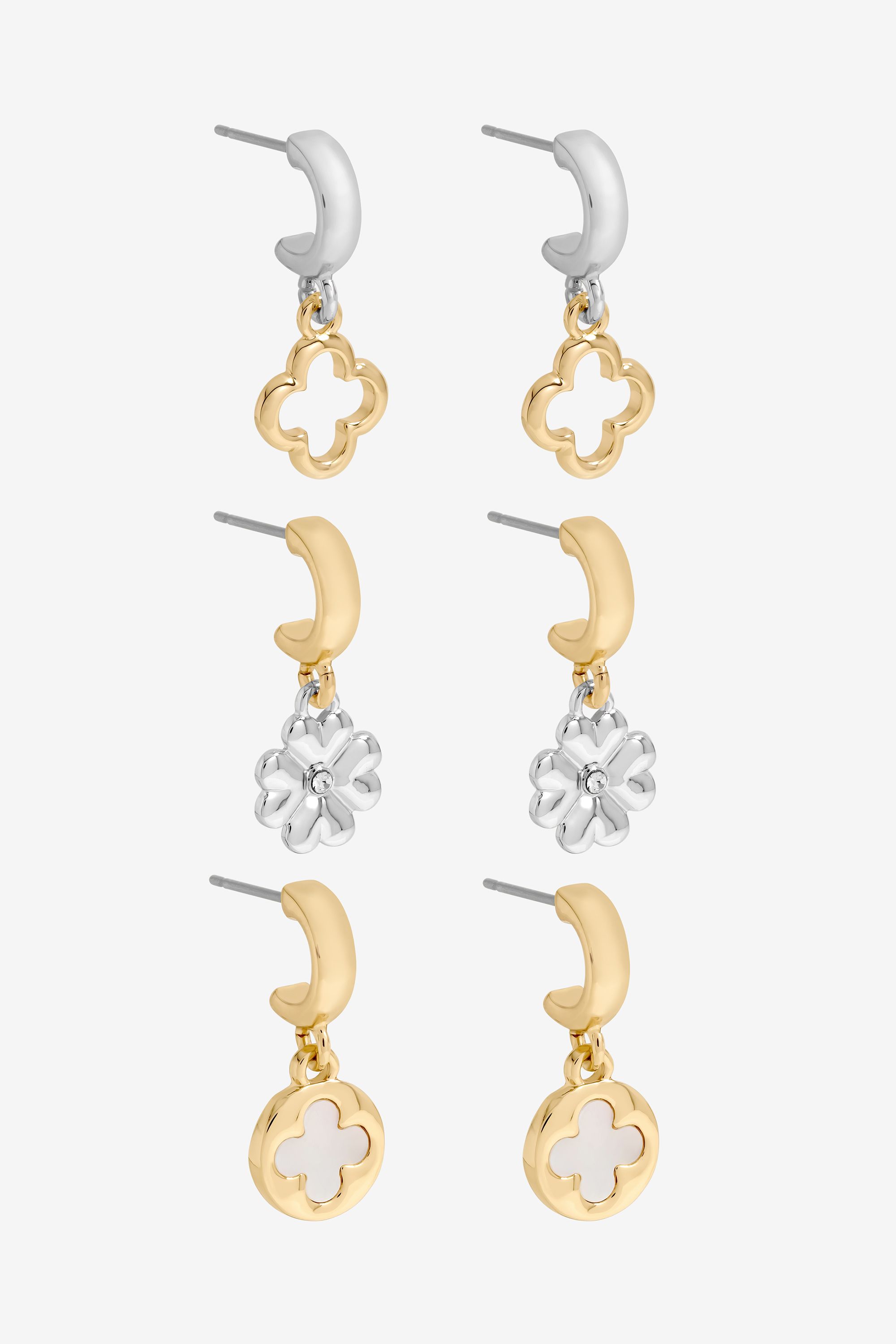 Mood Two Tone Clover Earrings - Pack Of 3 image 1