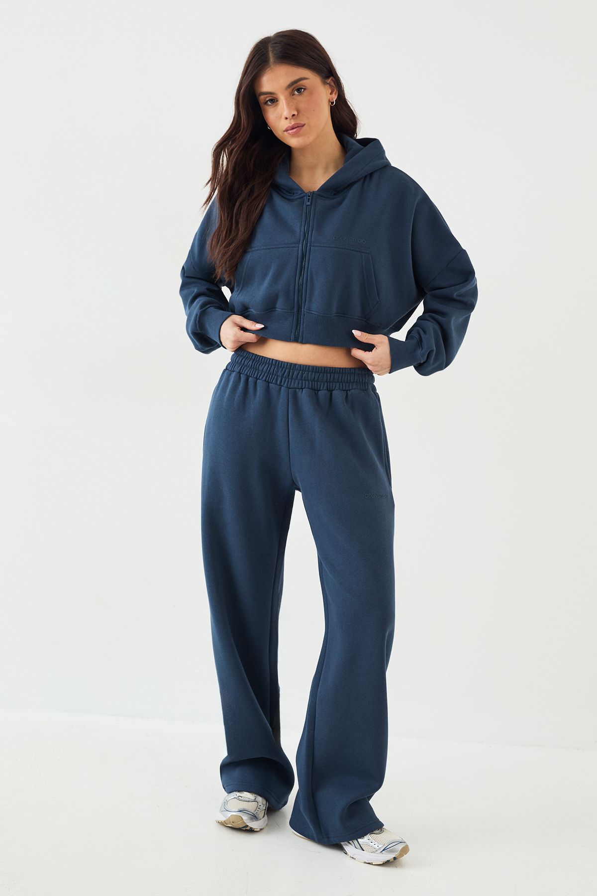 DSGN Studio DSGN Studio Boxy Crop Zip Through Hoodie Indigo image 3